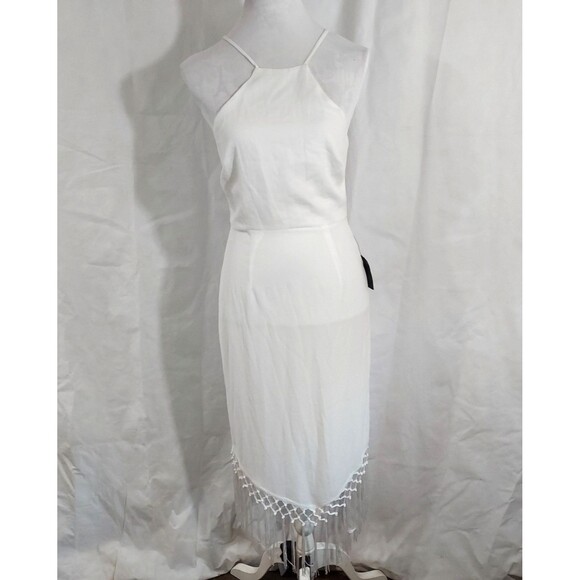 Lulus Fringe Dress Size Small Sleeveless White Adjustable Spaghetti Strap NWT - Picture 2 of 14